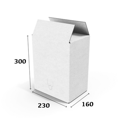 Картонна коробка біла із клапаном під краник розміром 230 х 160 х 300 мм під пакет bag in box 10 літрів 01509 фото