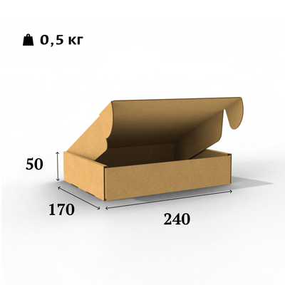 Самозбірна коробка 240x170x50 бура - 0,5 кг пласка 02006 фото