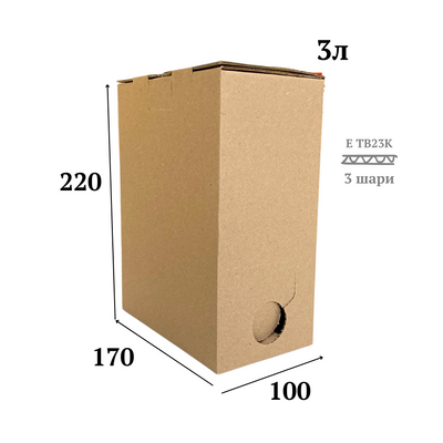 Коробка для Bag-in-Box об'єм 3л 170х100х220 - бура 02090 фото